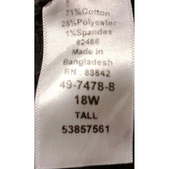 Denim 24/7 Black Jeans Sz 18W Tall 5 Pocket Stretch 12" High Rise GUC - Picture 7 of 7